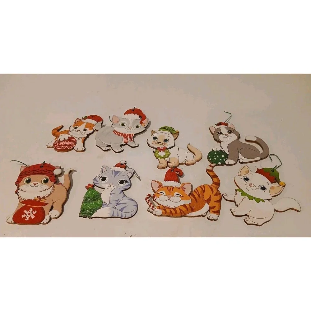 32 Christmas Cat  Kitten Ornaments Chunful Ornaments  Wooden Hanging Tree